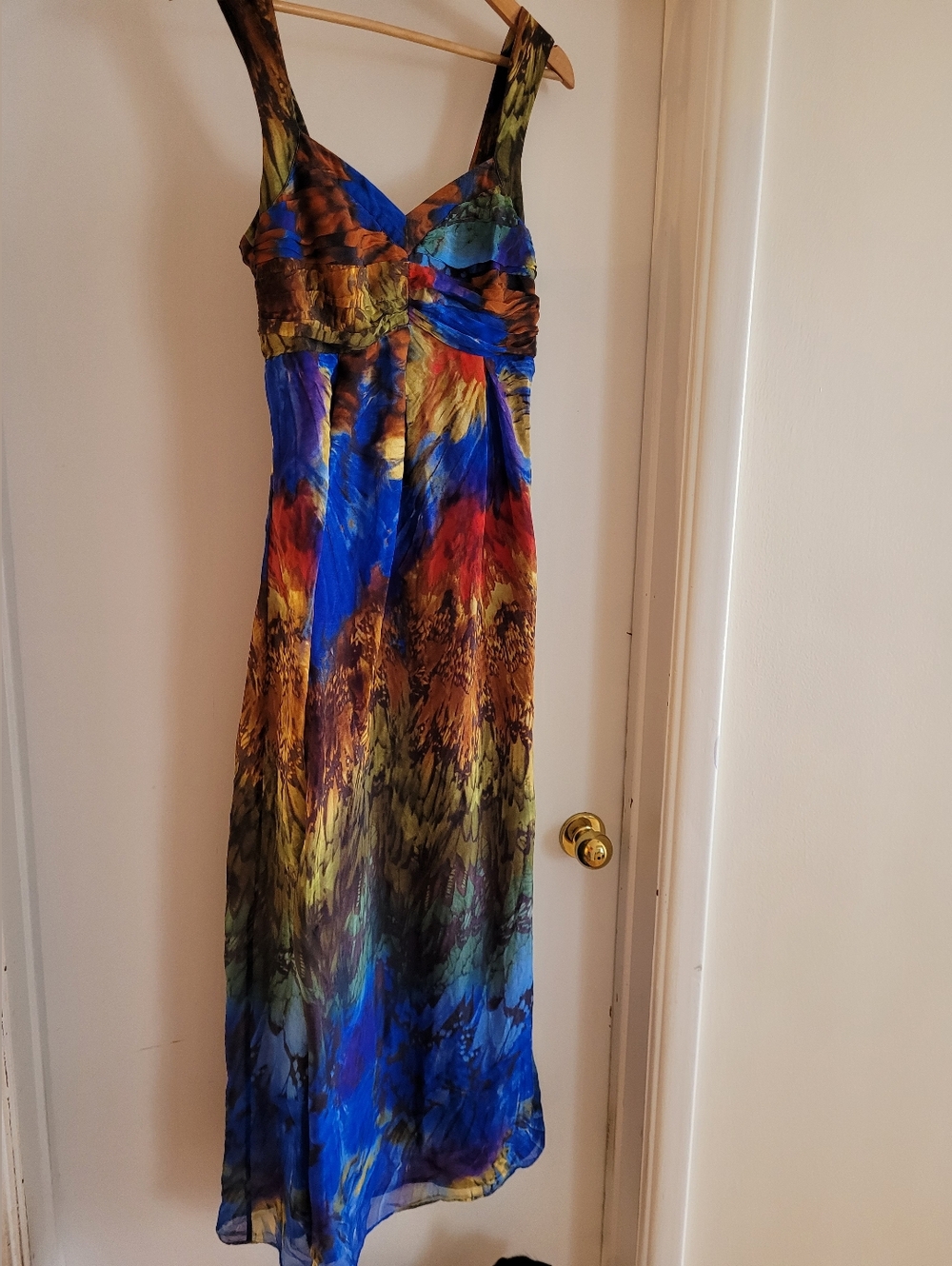 Vibrant Silk Multicolor Maxi Dress
